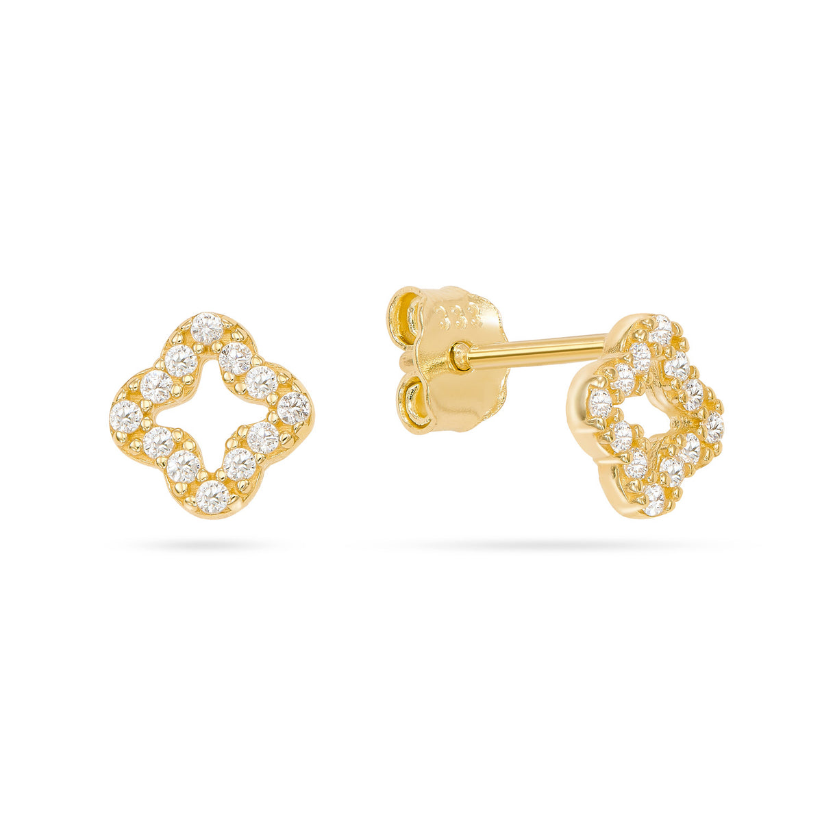 Clover Ohrstecker – 8k Echtgold mit Zirkonia