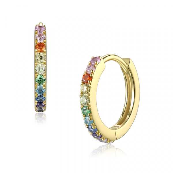 Rainbow Cleo - Mini Creolen mit bunten Zirkonia Steinen