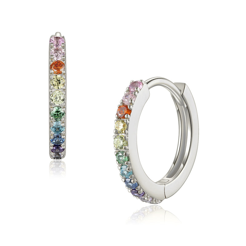 Rainbow Cleo - Mini Creolen mit bunten Zirkonia Steinen