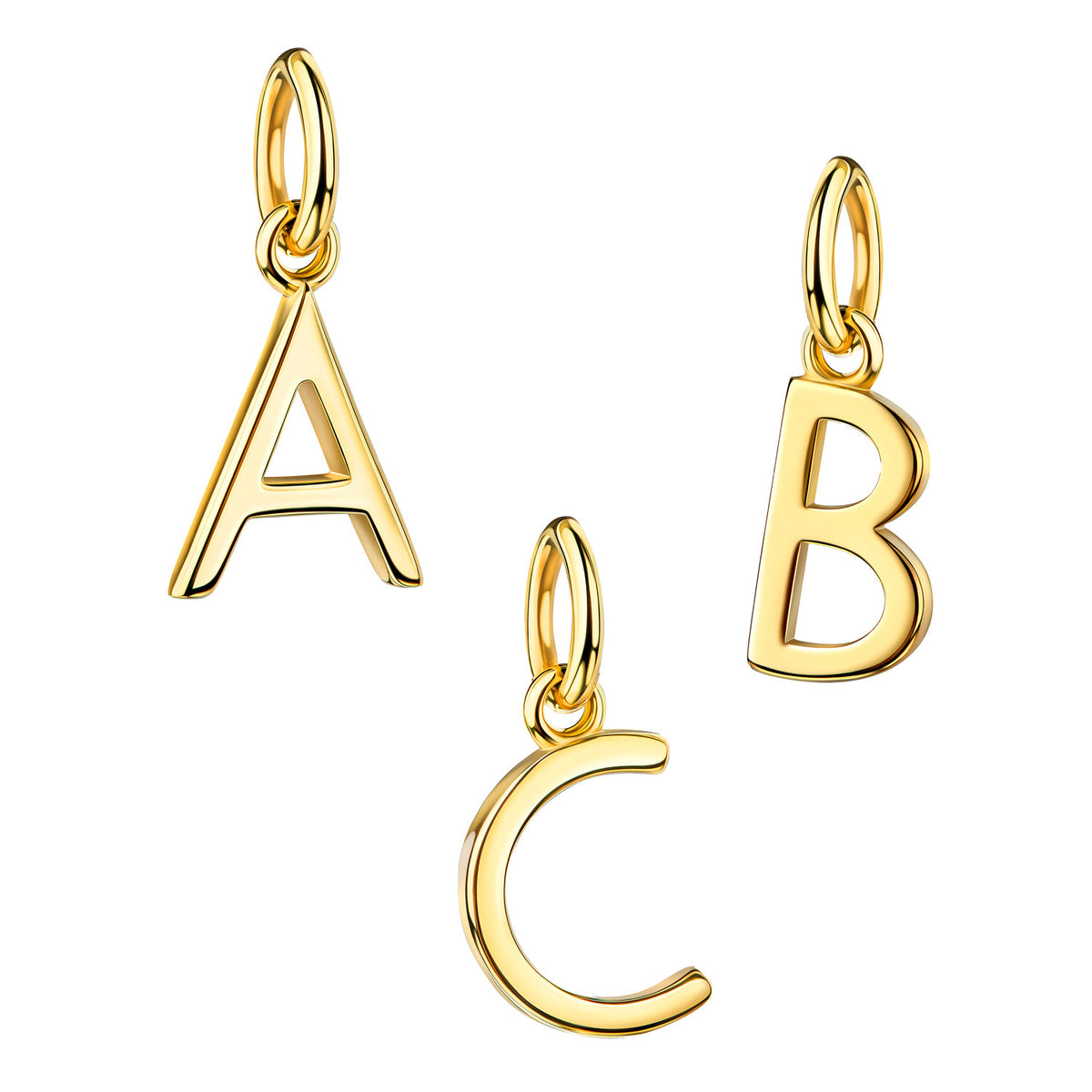 Gold Vermeil Buchstaben-Anhänger mit Öse (ohne Halskette)