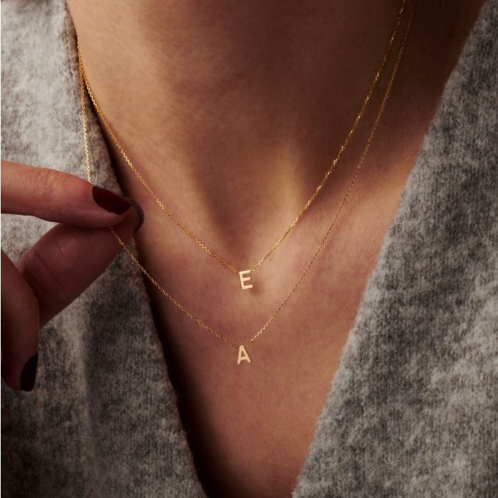 YOU – zarte Echtgold-Buchstaben-Halskette