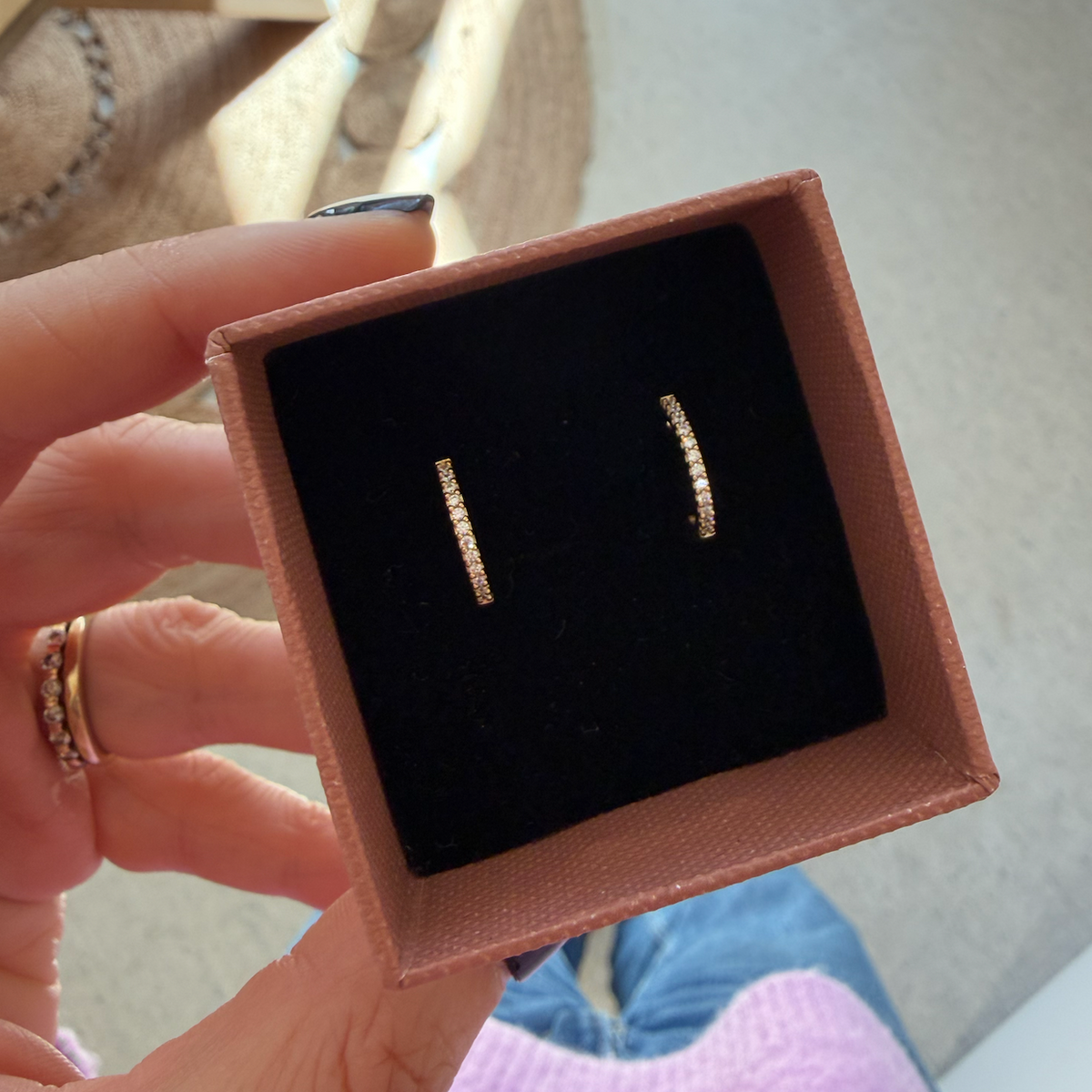 Echtgold Creolen mit Zirkonia Steinen