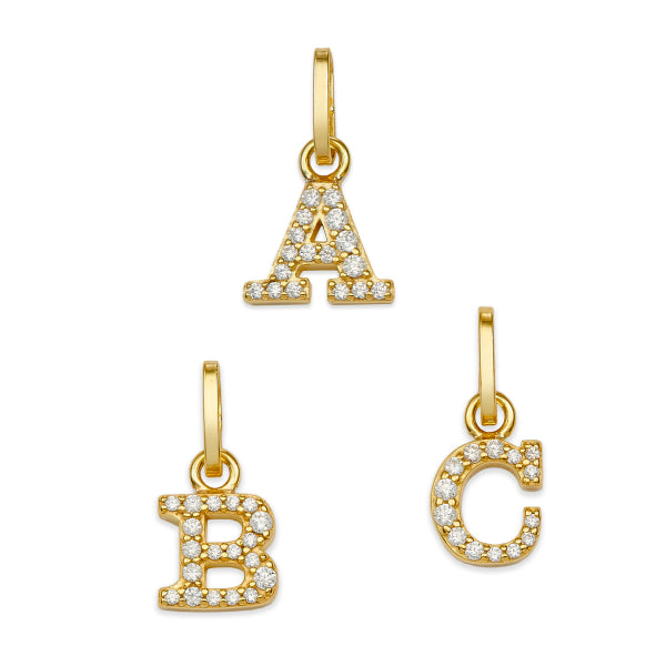 Echtgold Buchstaben-Anhänger mit Zirkonia (ohne Halskette)