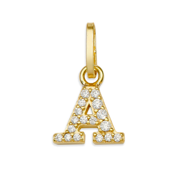 Echtgold Buchstaben-Anhänger mit Zirkonia (ohne Halskette)