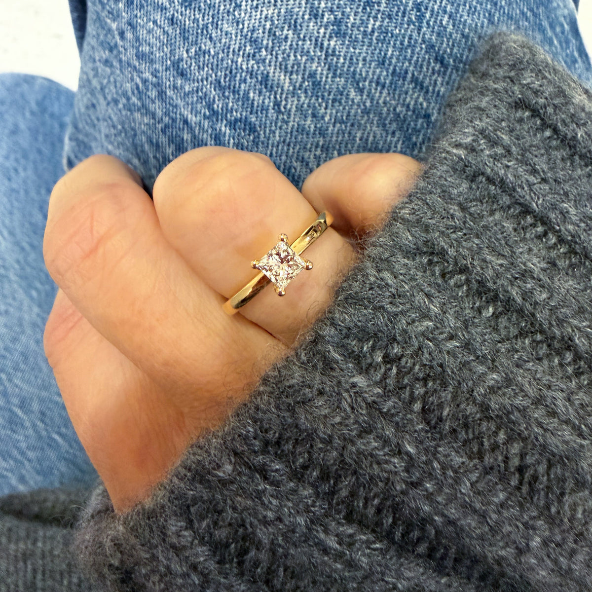 Princess Diamant Ring (Labgrown Diamond) - 750er Gold