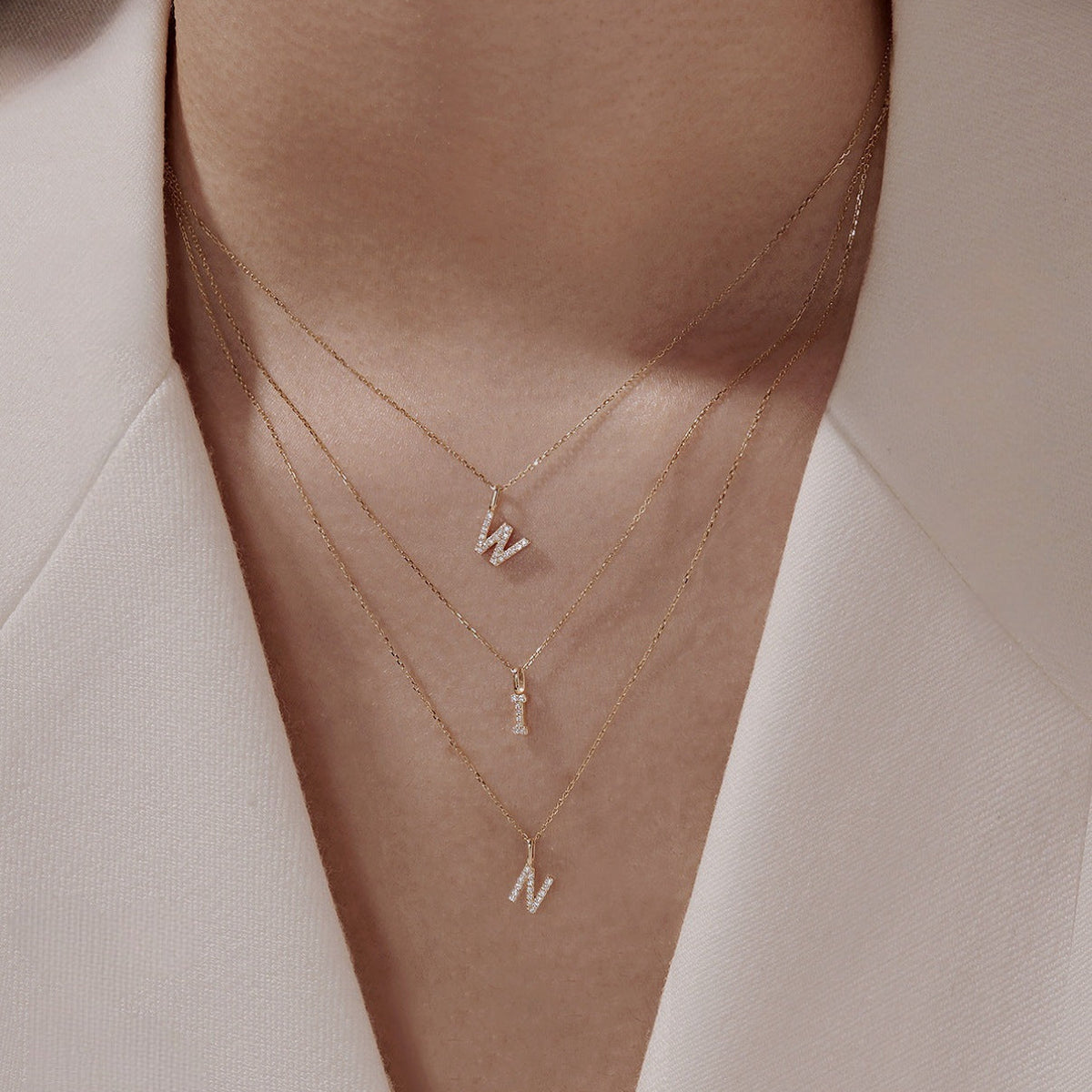 YOU - Gold Vermeil Letter Halskette mit Zirkonia Steinchen