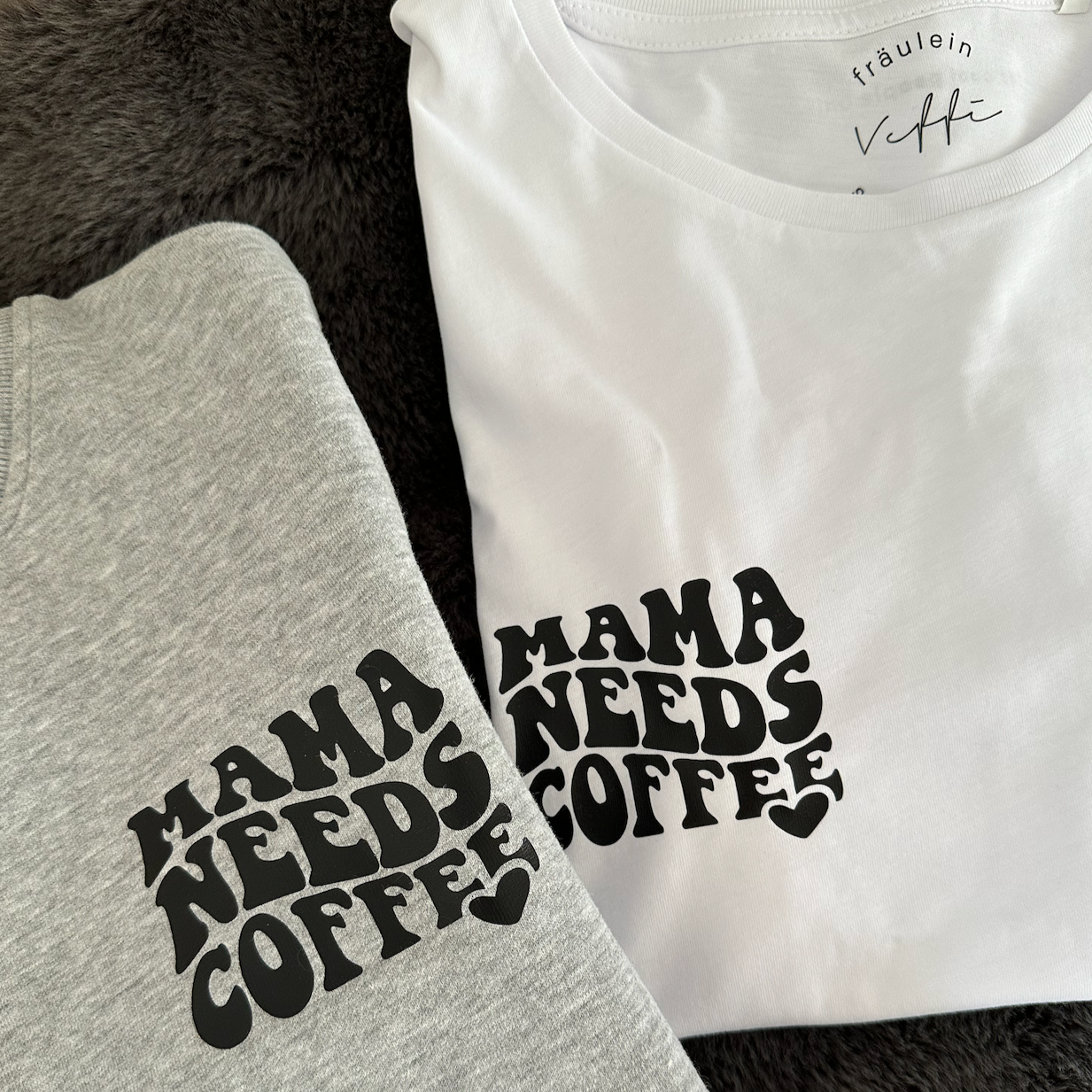 Mama needs coffee – grauer Heavy Sweater aus Bio-Baumwolle