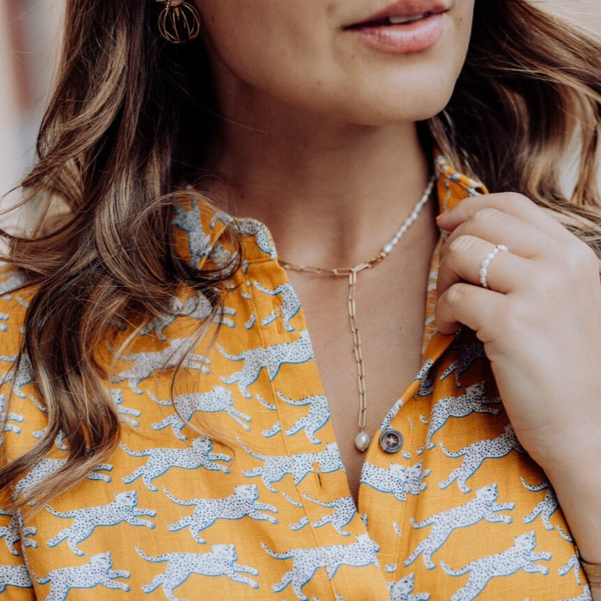 Daisy - Süßwasserperlen Gliederhalskette (gold oder silber)