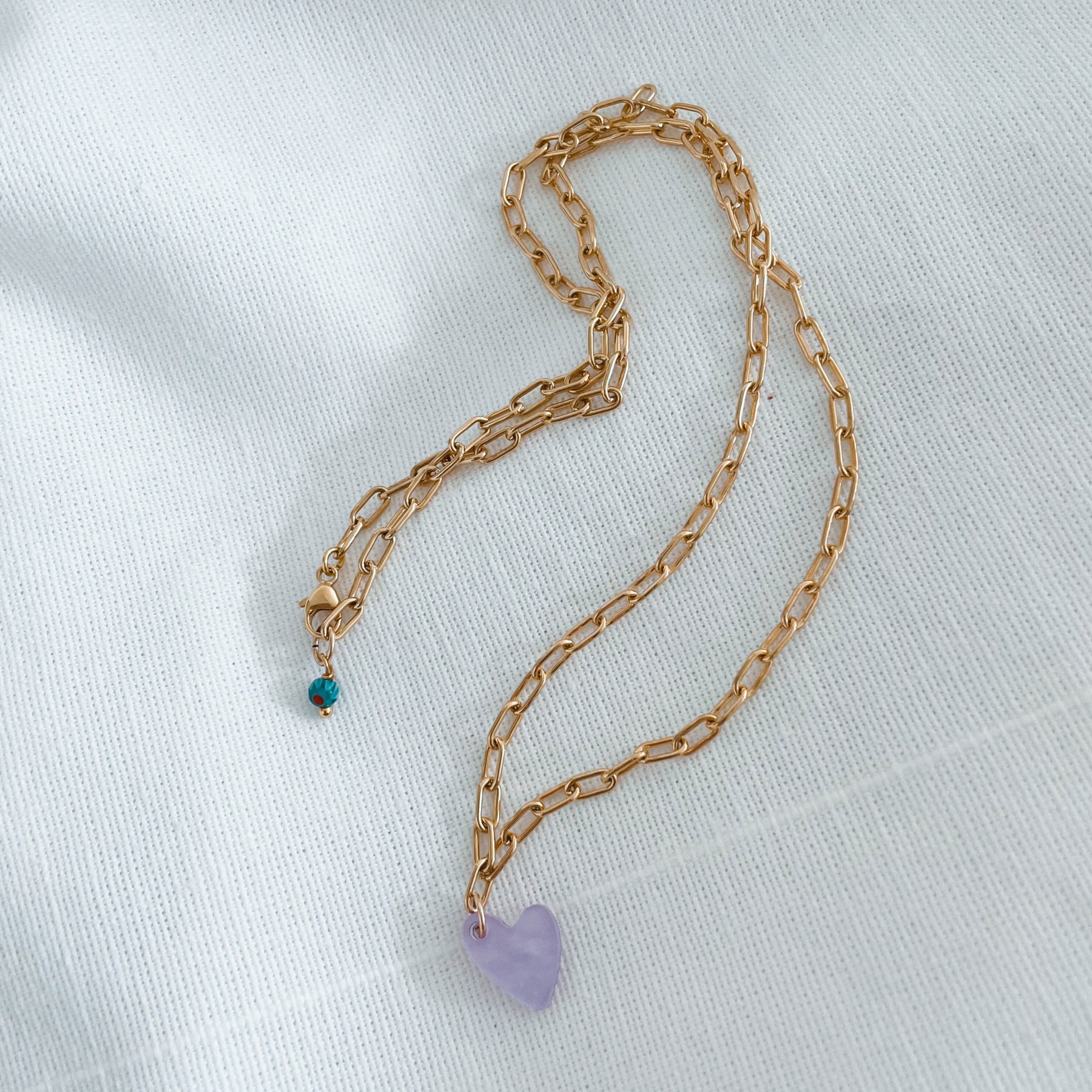The Feelgood - 18k vergoldete Glieder-Kette oder Armband mit Herz Anhänger (in 3 Farben)