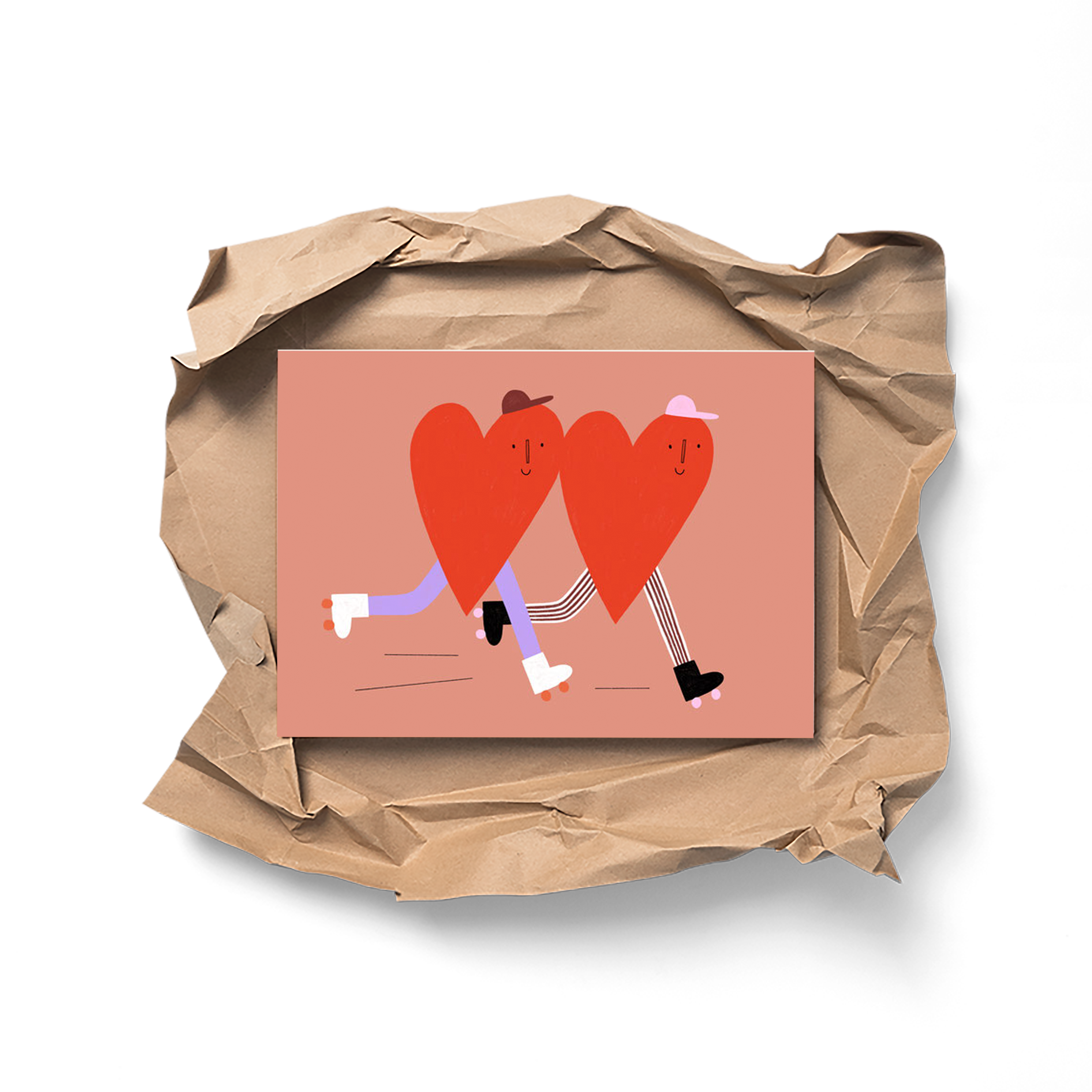 Skating Hearts - Glückwunschkarte