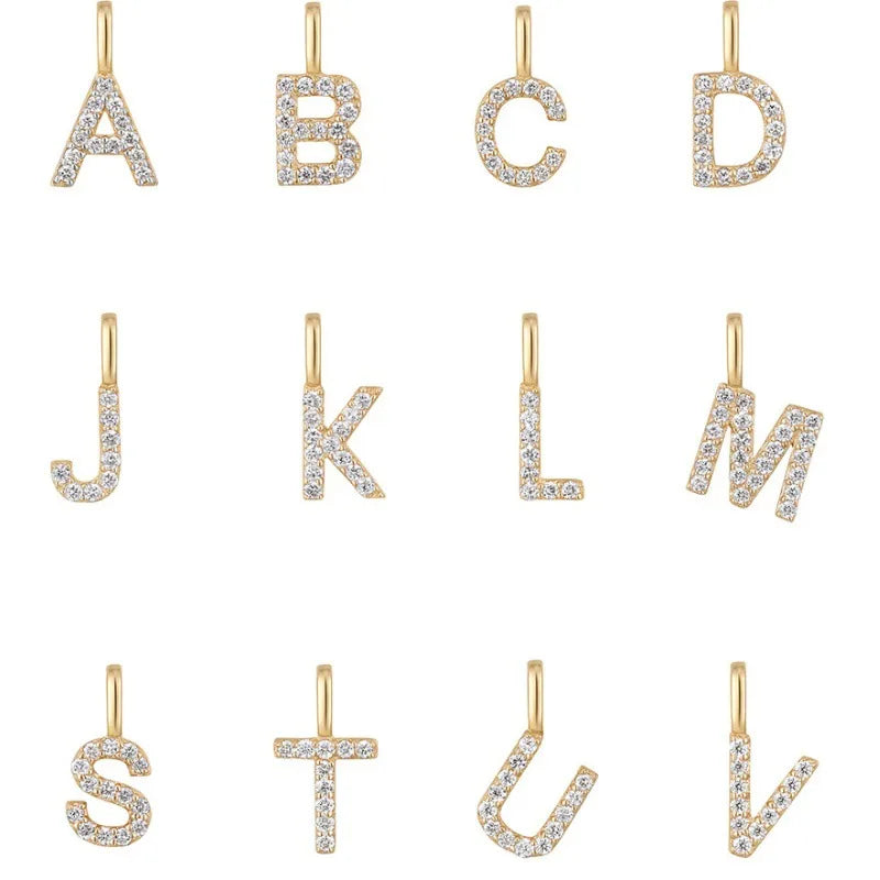 YOU - Gold Vermeil Letter Halskette mit Zirkonia Steinchen