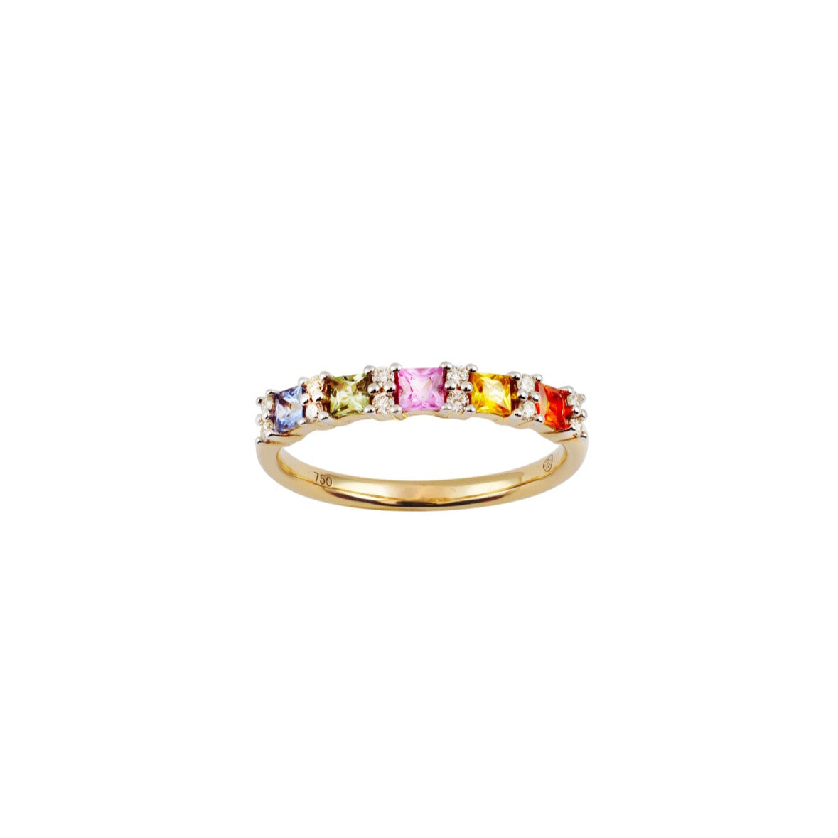 Phönix - Diamant Ring mit bunten Saphiren