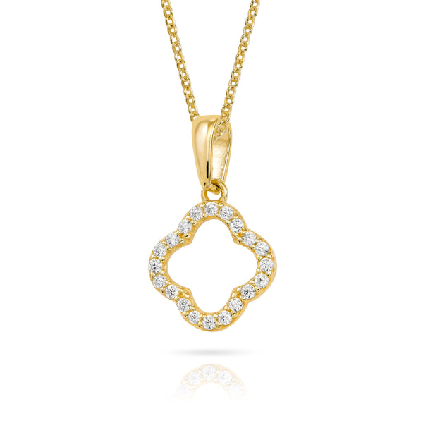 Clover Halskette – 8k Echtgold mit Zirkonia