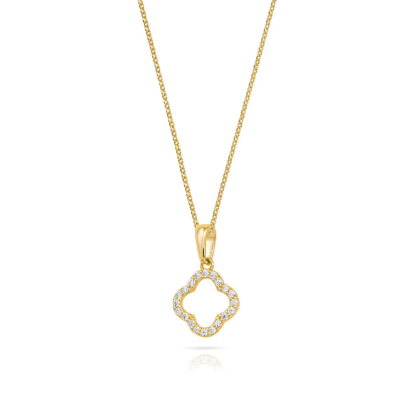 Clover Halskette – 8k Echtgold mit Zirkonia