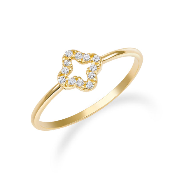 Clover Ring – 8k Echtgold mit Zirkonia