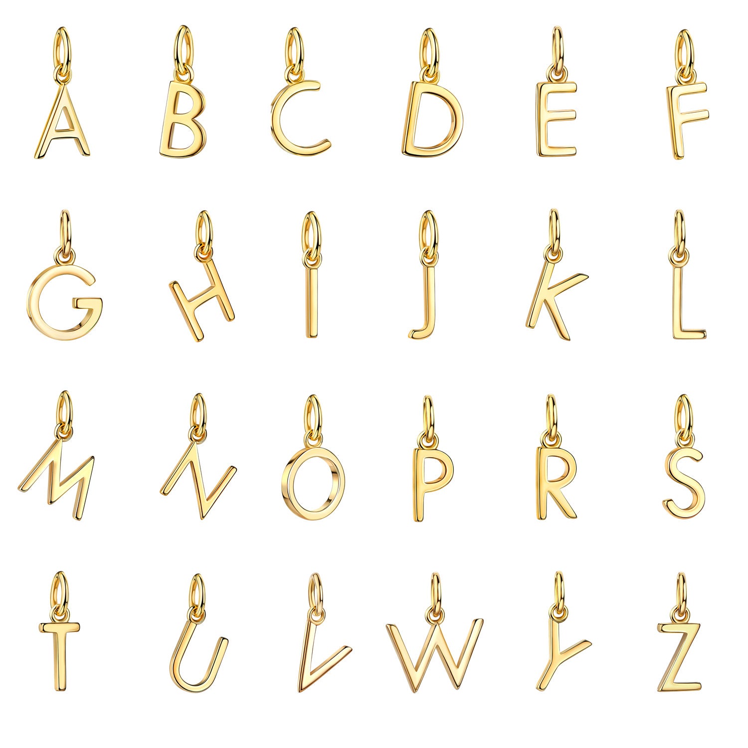 Gold Vermeil Buchstaben-Anhänger mit Öse (ohne Halskette)