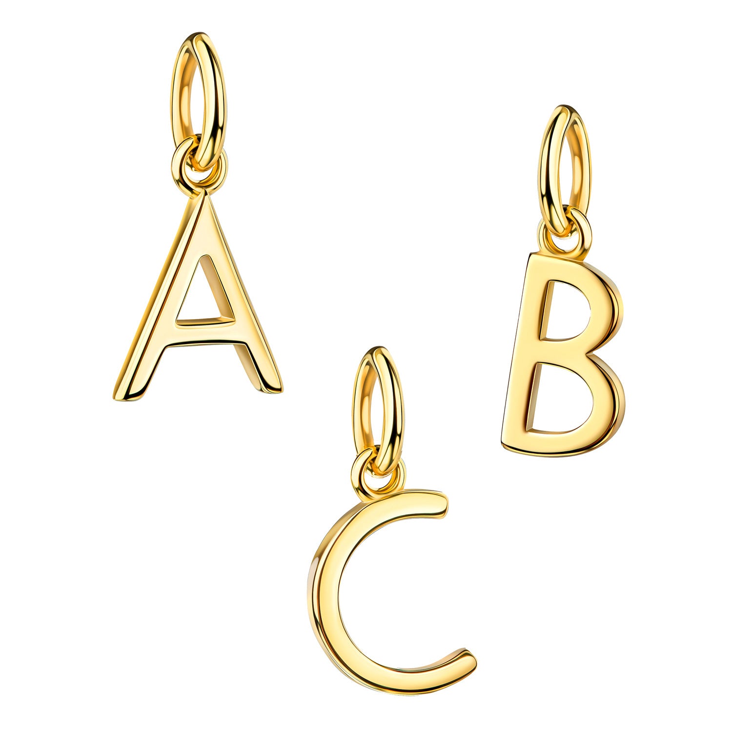 Gold Vermeil Buchstaben-Anhänger mit Öse (ohne Halskette)