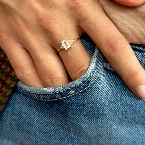 Rosenquarz Diamant Ring