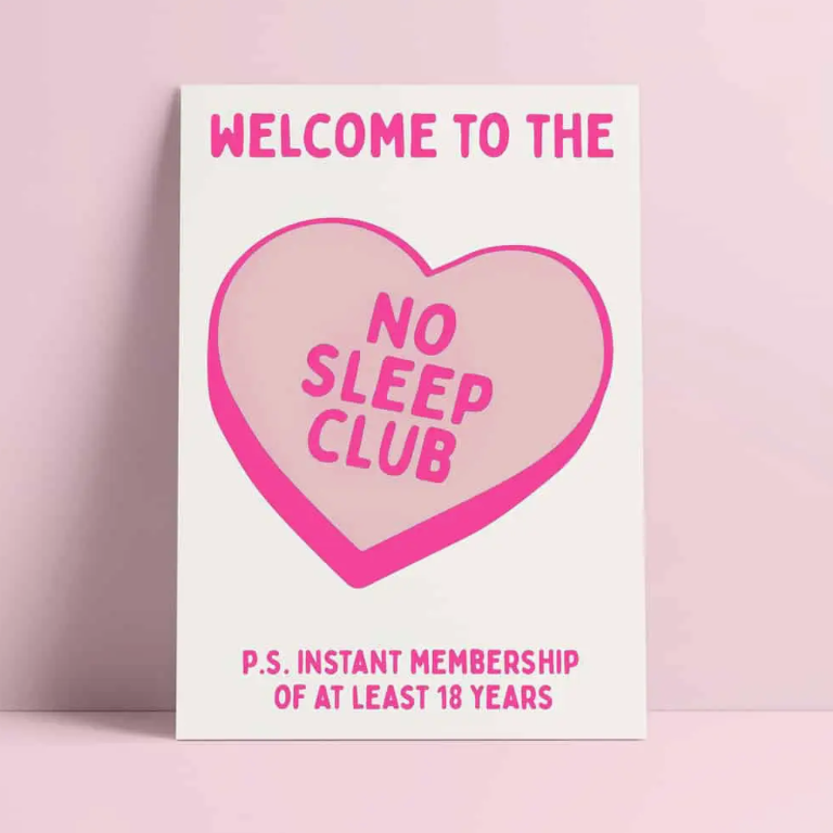 No Sleep Club pink - Glückwunschkarte