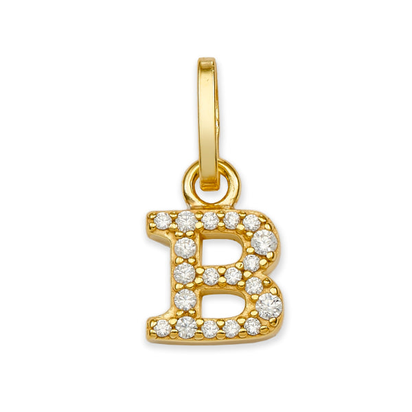 Echtgold Buchstaben-Anhänger mit Zirkonia (ohne Halskette)