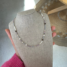 Summer Choker - Bunte Halskette mit Süßwasserperlen & Edelsteinen