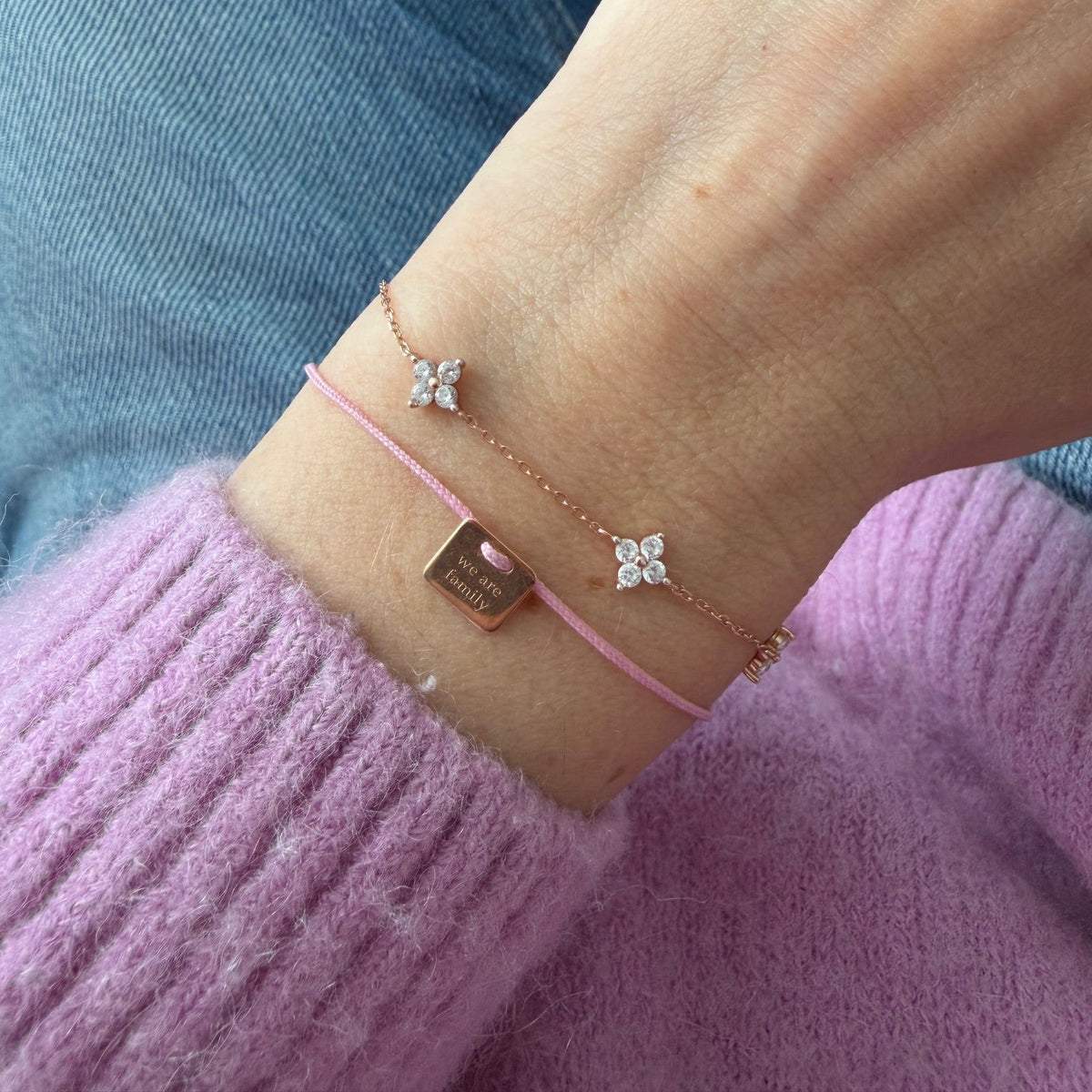 Louise - zartes Gold Vermeil Armband mit Zirkonia Glücksblume