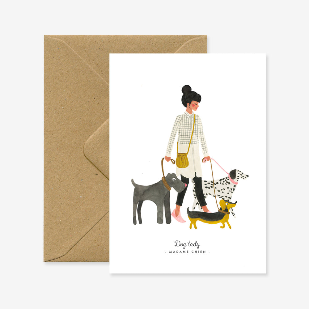 Dog Lady - Glückwunschkarte mit Kuvert