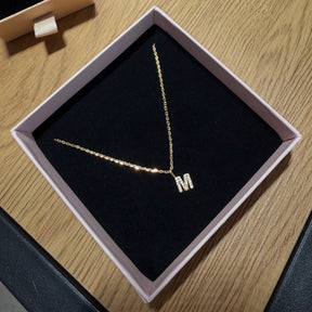 YOU - Gold Vermeil Letter Halskette mit Zirkonia Steinchen