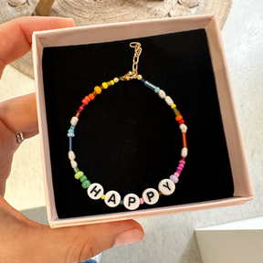 Buntes Süßwasserperlen-Armband mit Message