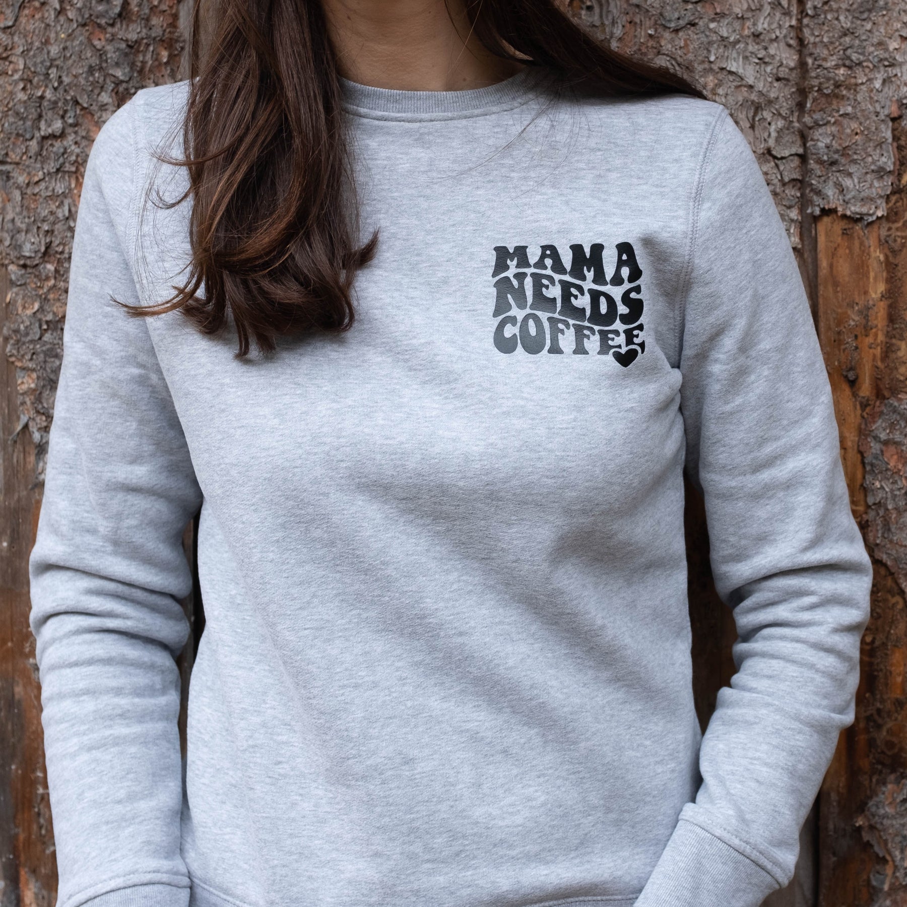 Mama needs coffee – grauer Heavy Sweater aus Bio-Baumwolle