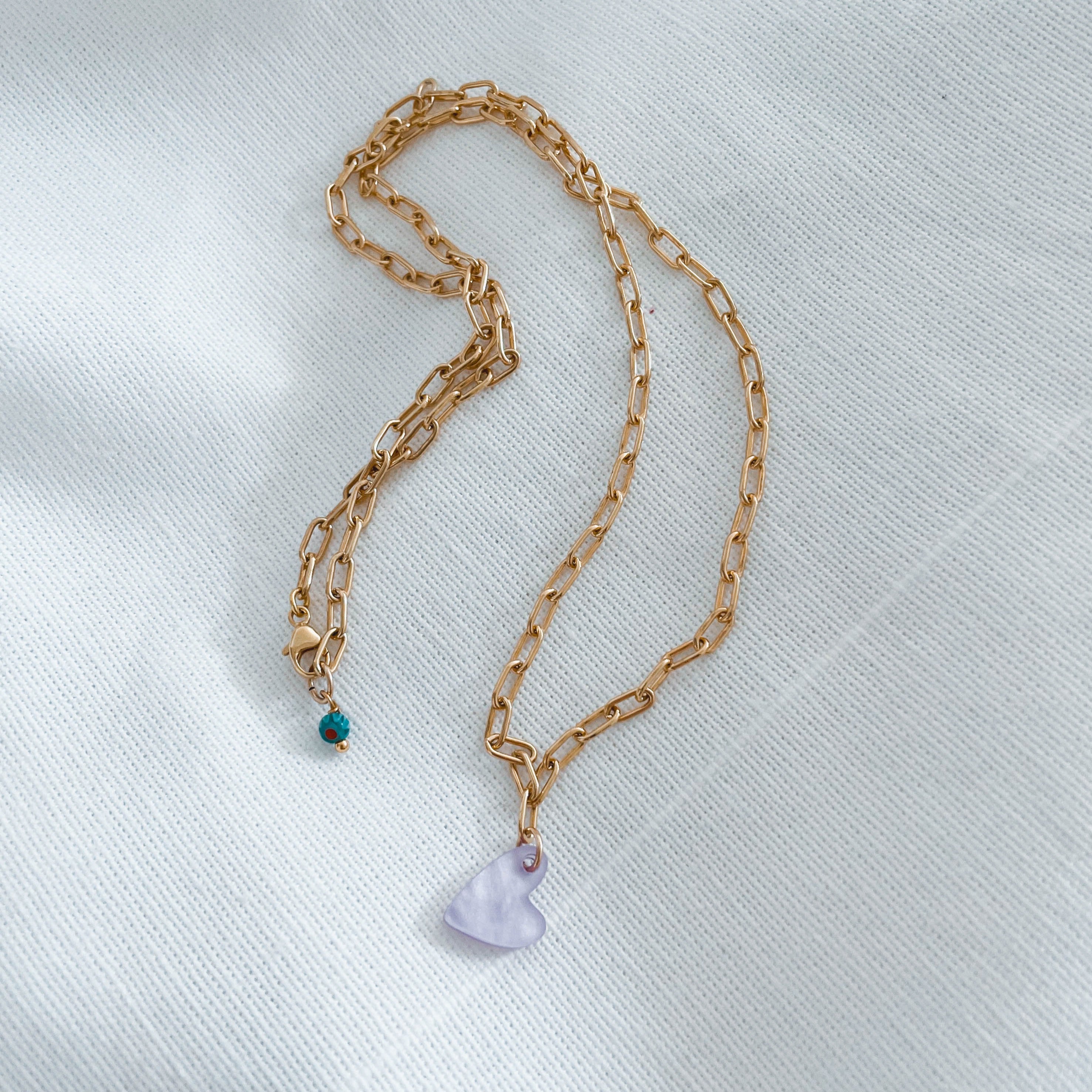 The Feelgood - 18k vergoldete Glieder-Kette oder Armband mit Herz Anhänger (in 3 Farben)