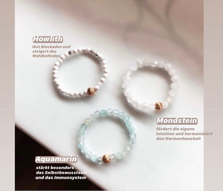 Edelstein - Ring in verschiedenen Heilstein-Varianten